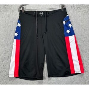 USA Red White blue Board Shorts Swim‎ Trunks Mens Medium Long Flag Patriotic